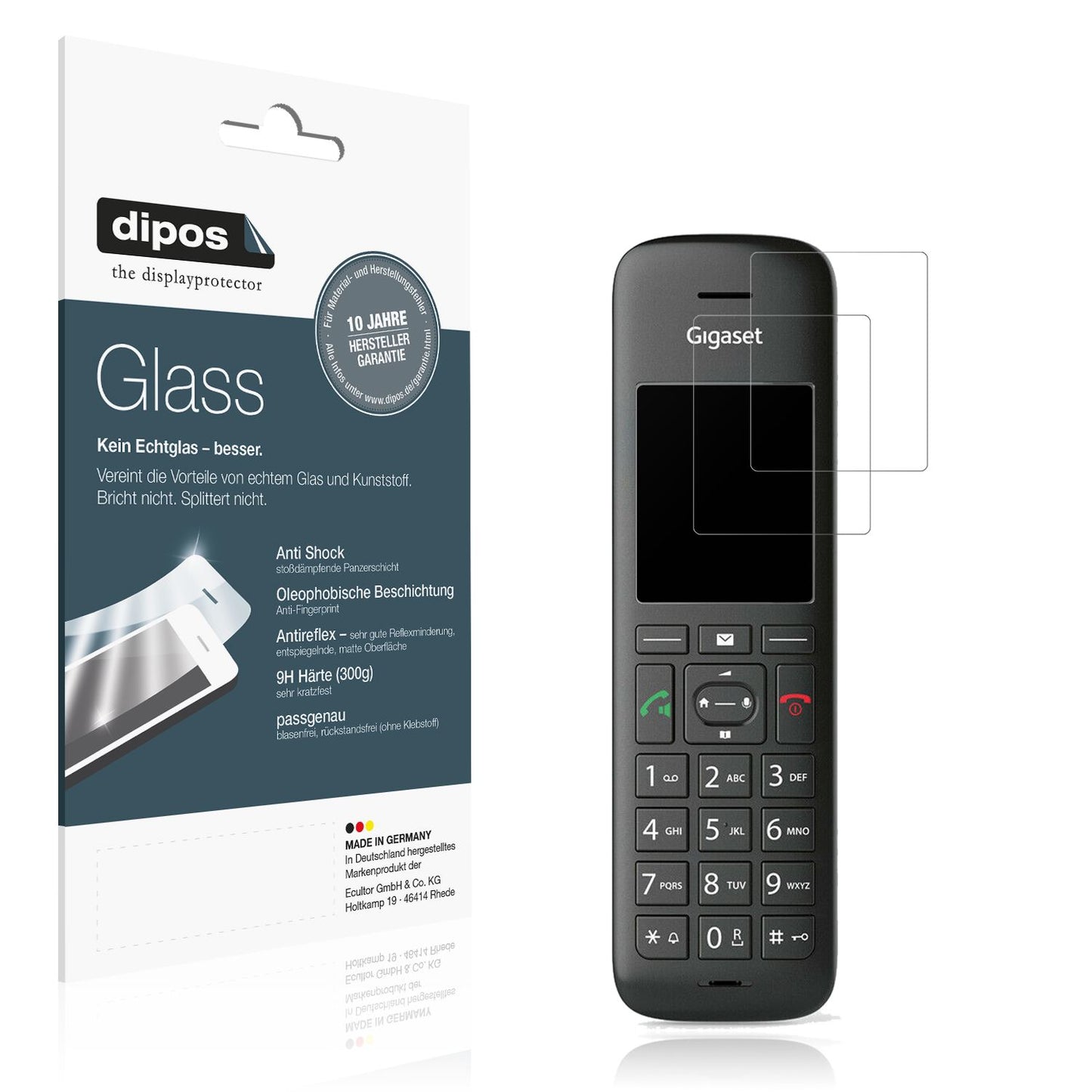 Matte Displayschutzfolie von dipos passend für Gigaset CE 575 HX, 9H kratzfest und blasenfrei montiert