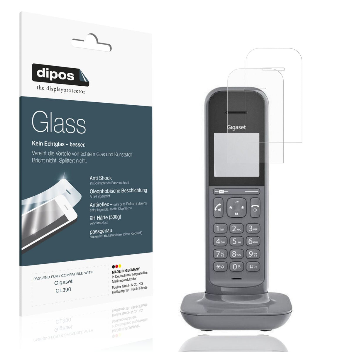 Matte Displayschutzfolie von dipos passend für Gigaset CL390, 9H kratzfest und blasenfrei montiert