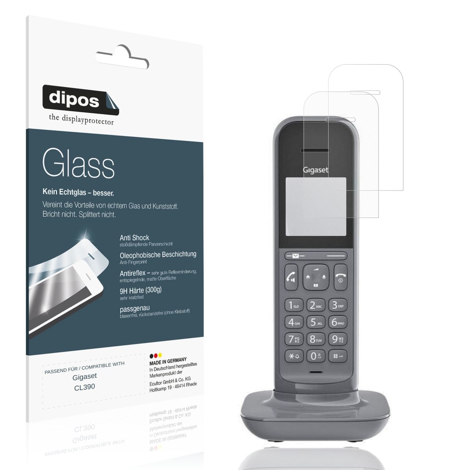 Matte Displayschutzfolie von dipos passend für Gigaset CL390, 9H kratzfest und blasenfrei montiert
