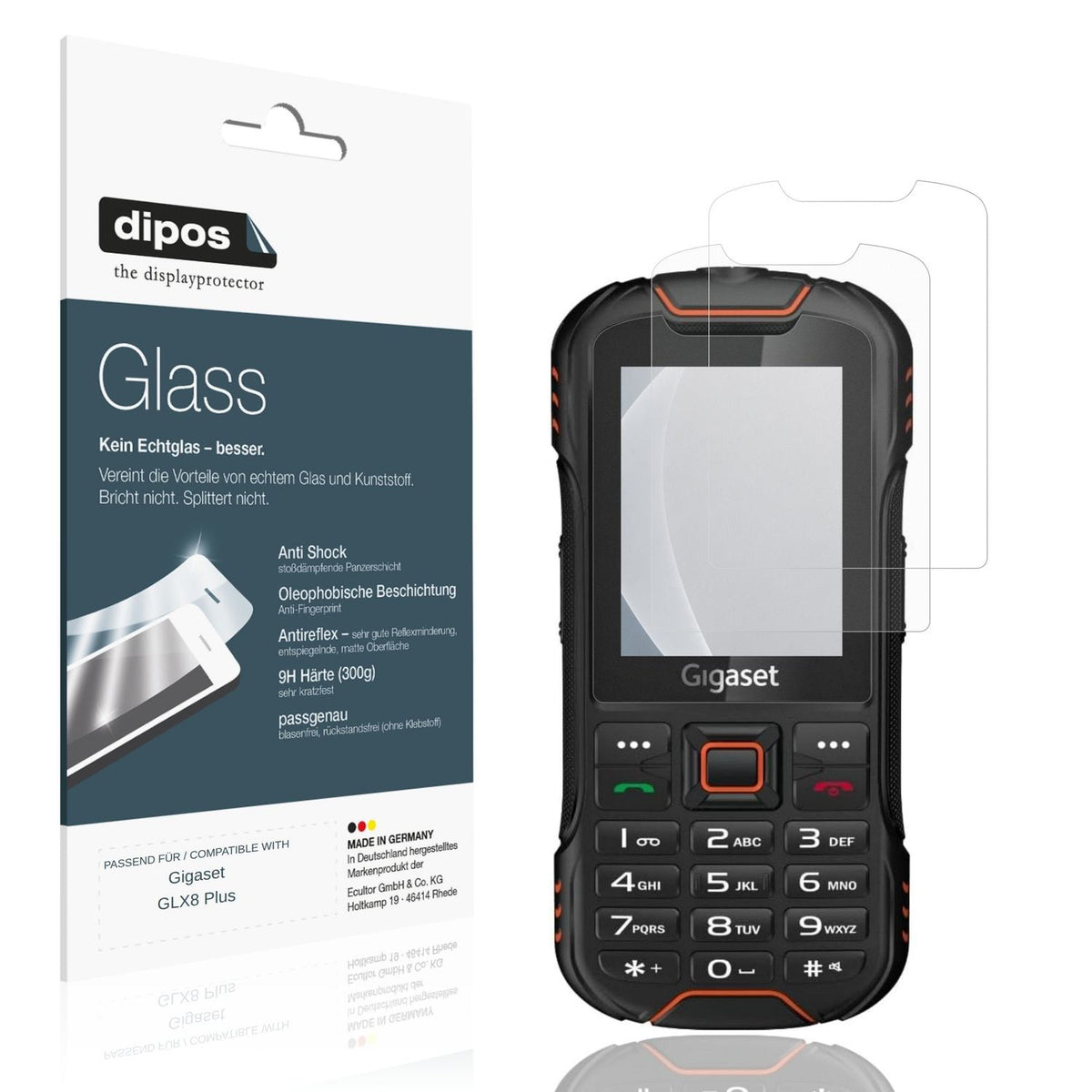 Matte Displayschutzfolie von dipos passend für Gigaset GLX8 Plus, 9H kratzfest und blasenfrei montiert