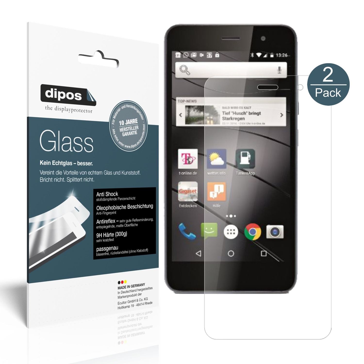 Matte Displayschutzfolie von dipos passend für Gigaset GS160, 9H kratzfest und blasenfrei montiert