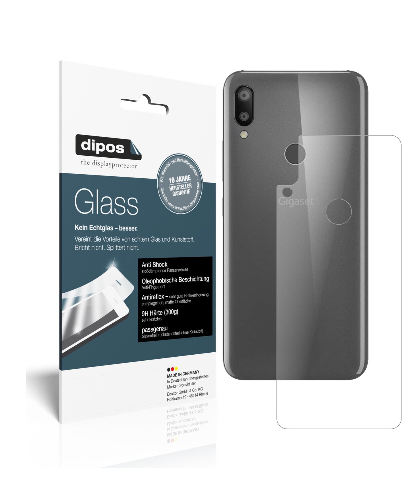 Matte Displayschutzfolie von dipos passend für Gigaset GS190 Rückseite, 9H kratzfest und blasenfrei montiert
