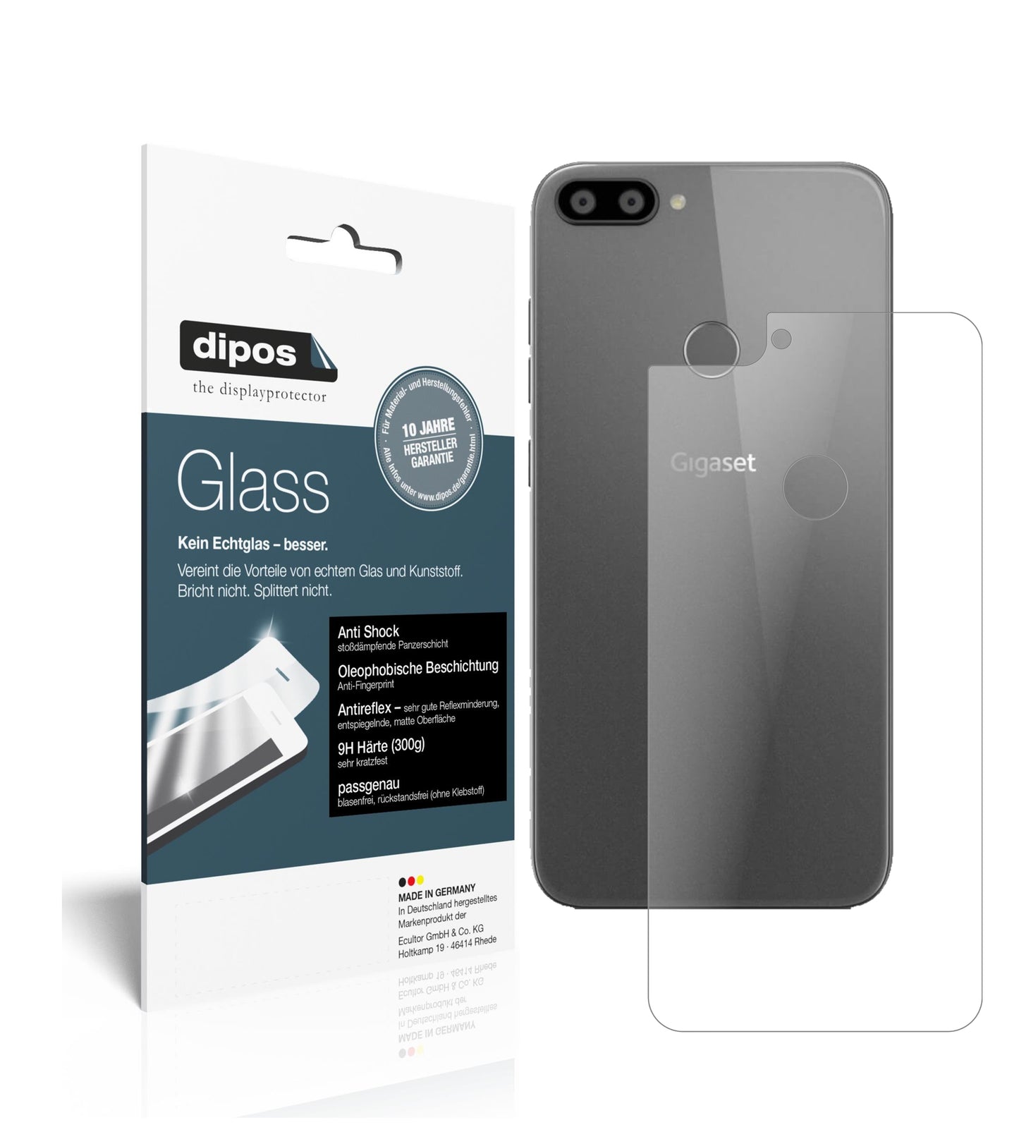 Matte Displayschutzfolie von dipos passend für Gigaset GS195 Pummelphone Rückseite, 9H kratzfest und blasenfrei montiert