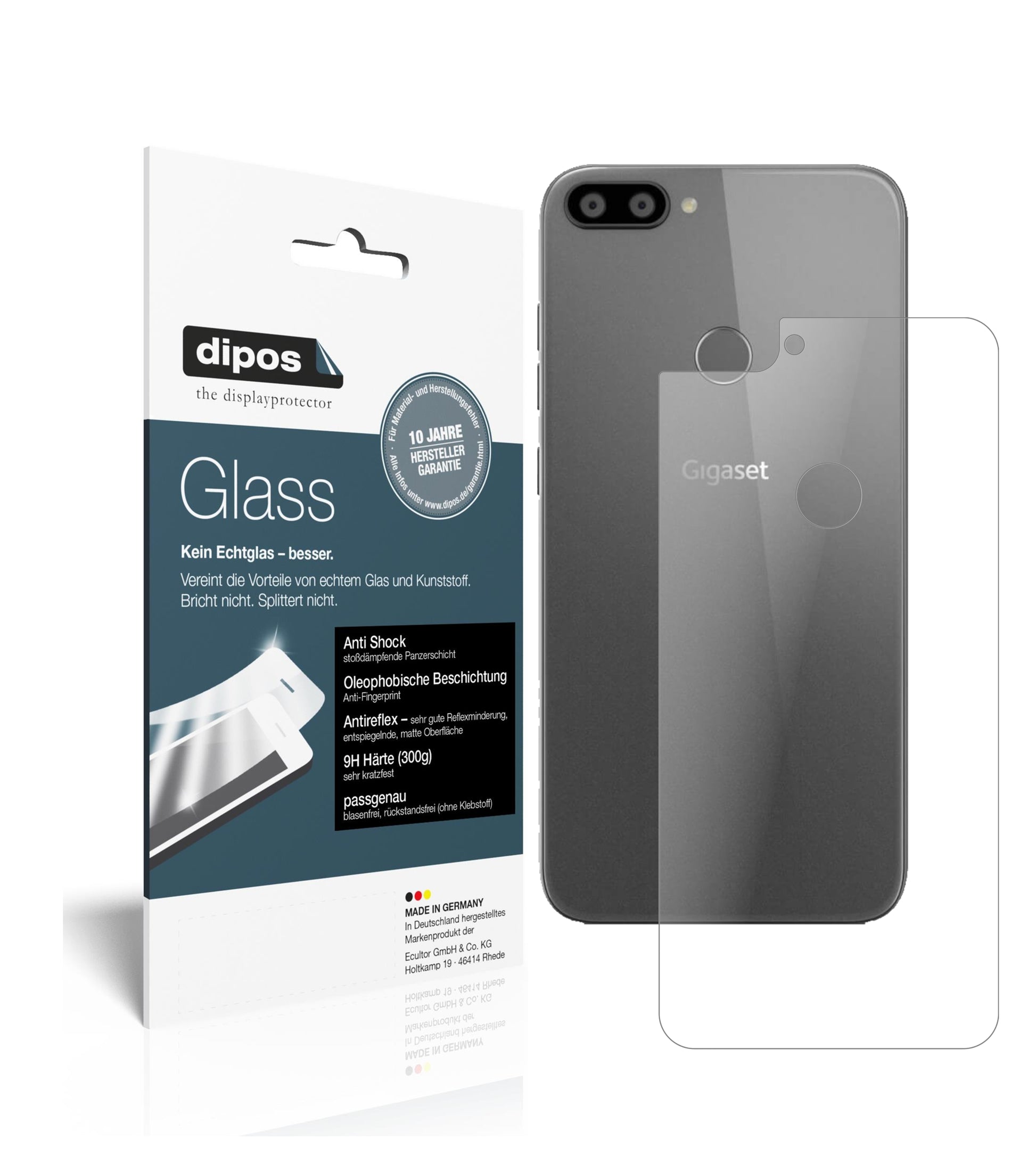 Matte Displayschutzfolie von dipos passend für Gigaset GS195 Pummelphone Rückseite, 9H kratzfest und blasenfrei montiert