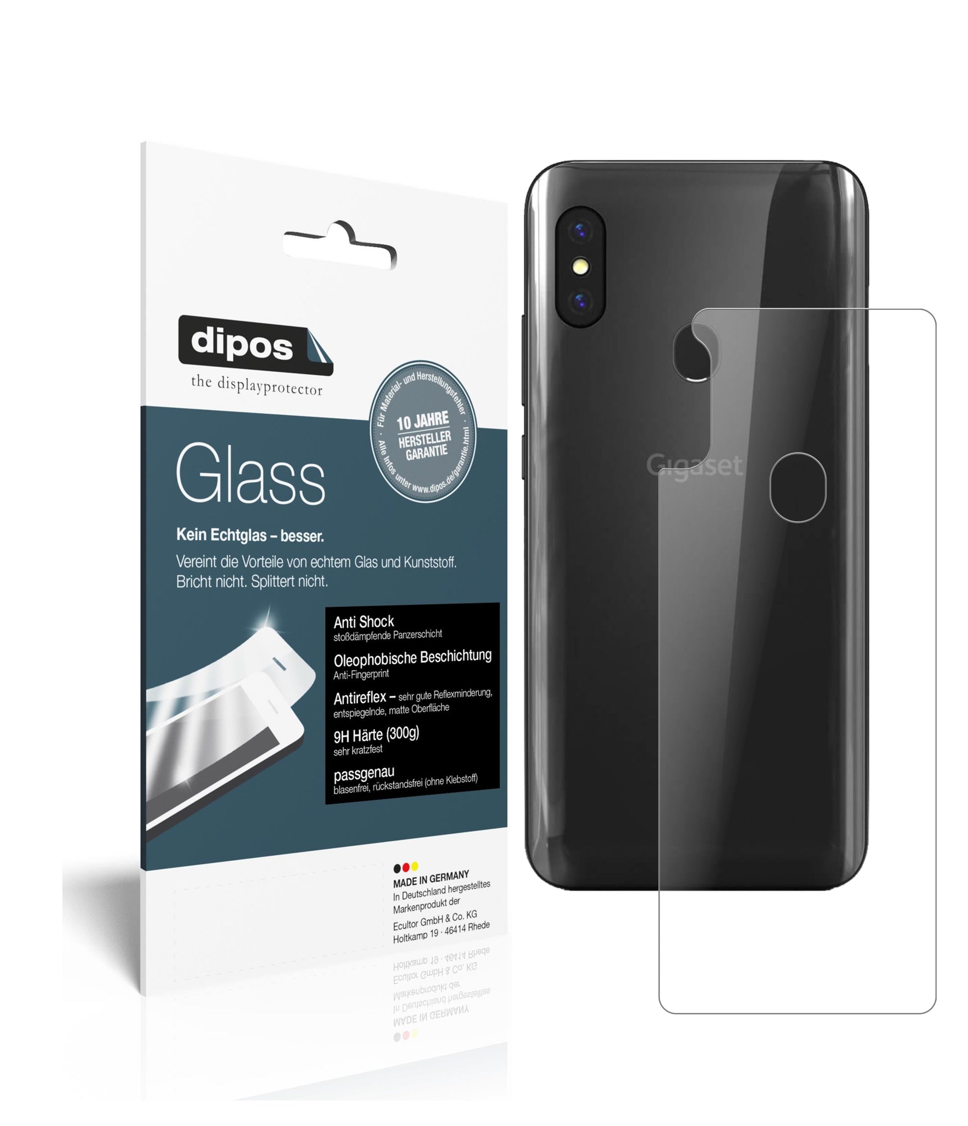 Matte Displayschutzfolie von dipos passend für Gigaset GS290 Rückseite, 9H kratzfest und blasenfrei montiert