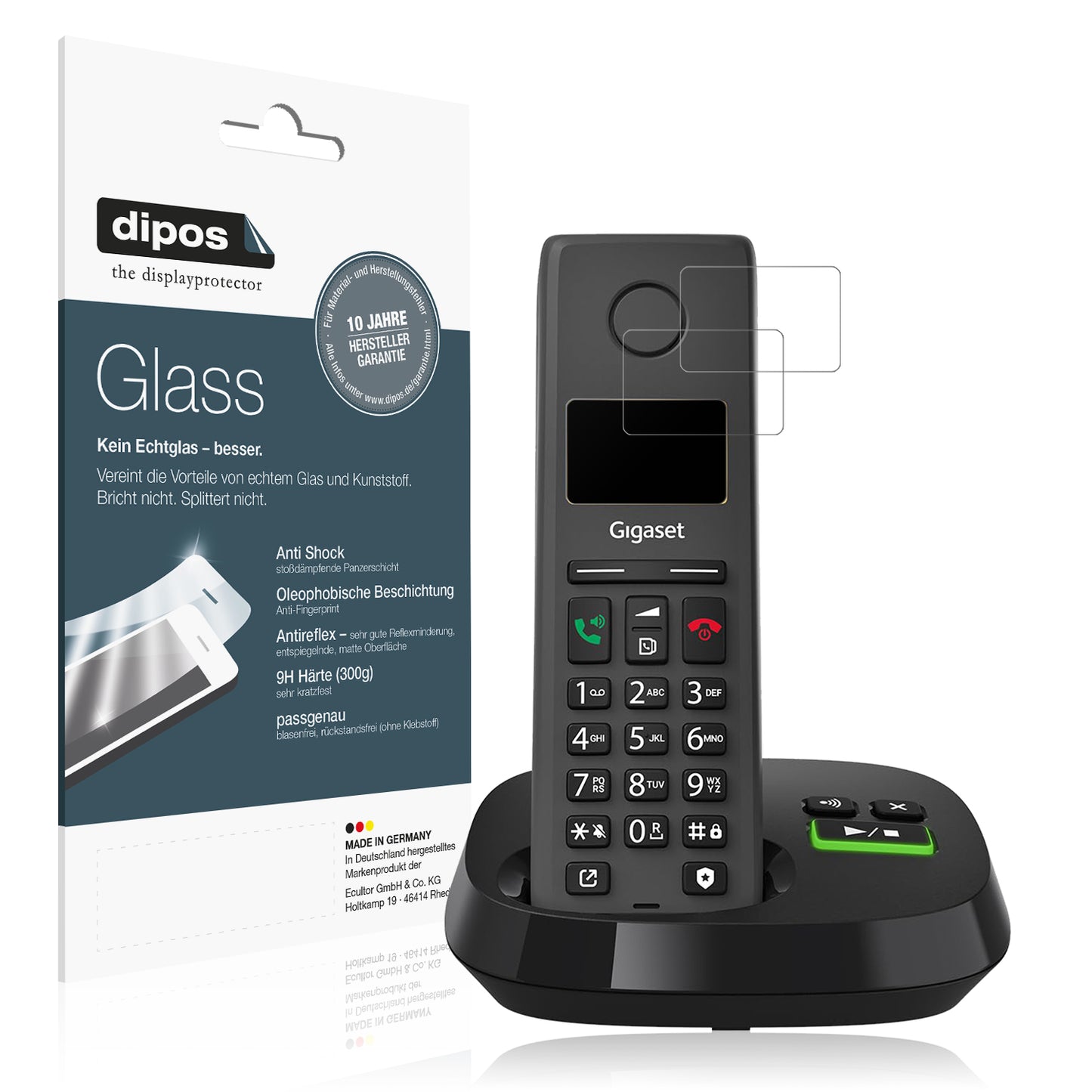 Matte Displayschutzfolie von dipos passend für Gigaset Pure 220A, 9H kratzfest und blasenfrei montiert