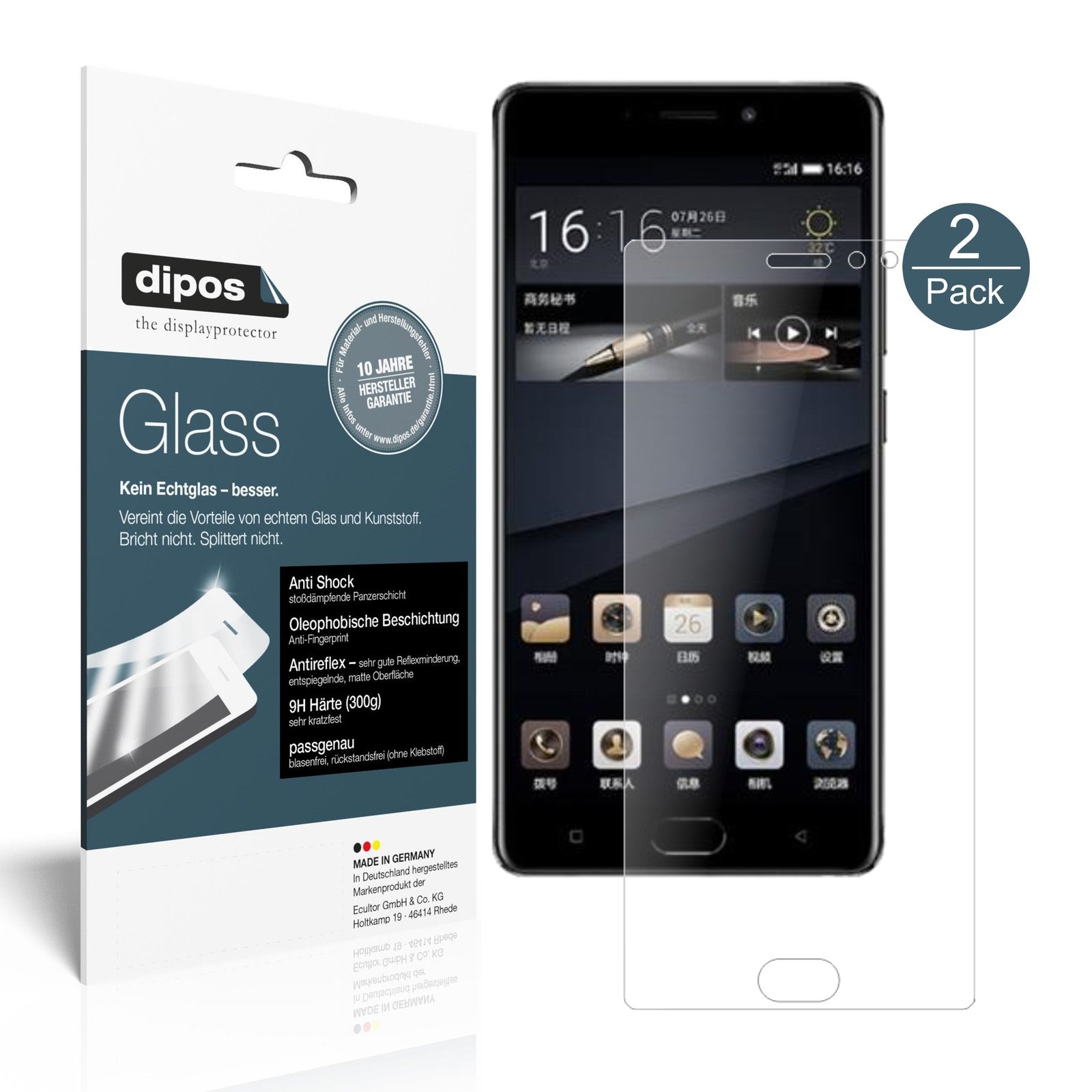 Matte Displayschutzfolie von dipos passend für Gionee M6S Plus, 9H kratzfest und blasenfrei montiert