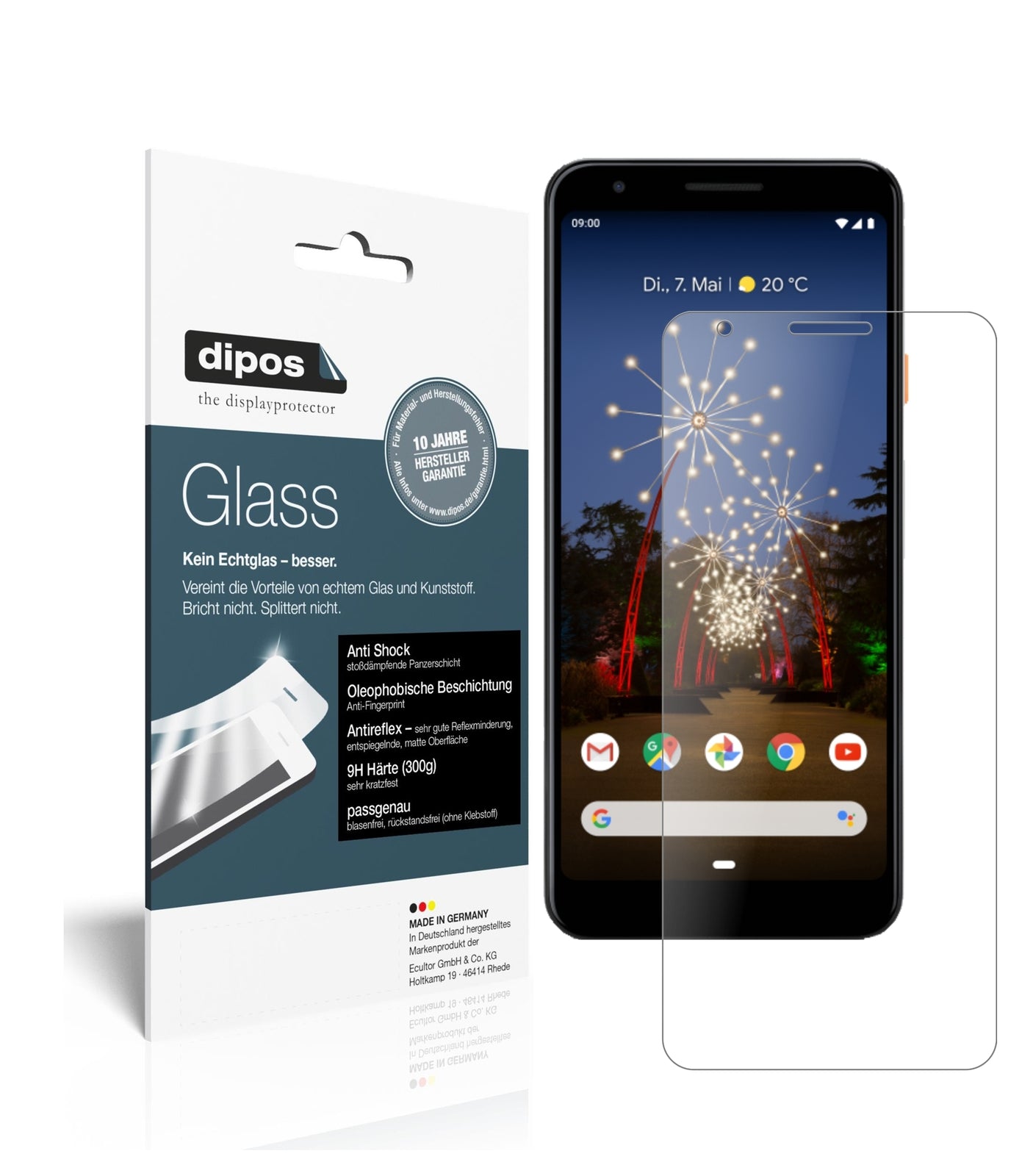 Matte Displayschutzfolie von dipos passend für Google Pixel 3a XL, 9H kratzfest und blasenfrei montiert