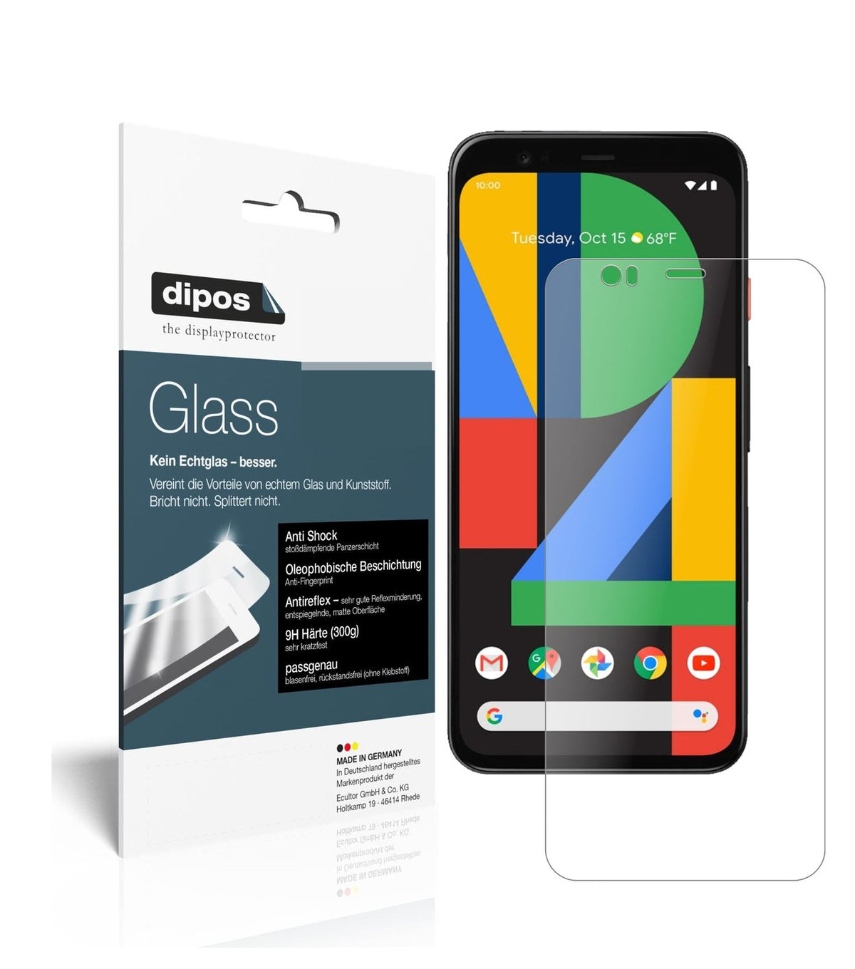 Matte Displayschutzfolie von dipos passend für Google Pixel 4 XL, 9H kratzfest und blasenfrei montiert