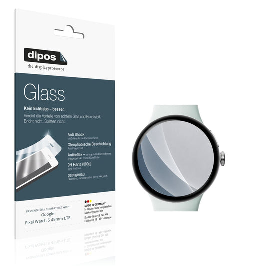 Matte Displayschutzfolie von dipos passend für Google Pixel Watch 5 45mm LTE, 9H kratzfest und blasenfrei montiert