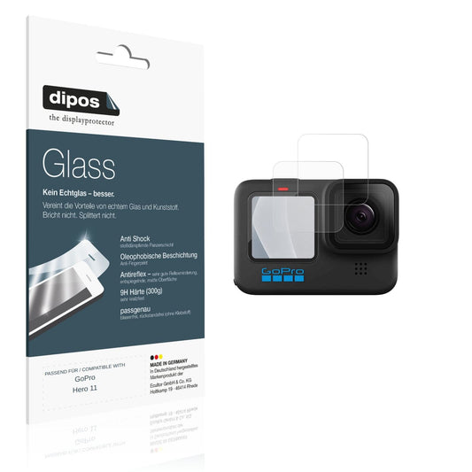 Matte Displayschutzfolie von dipos passend für GoPro Hero 11, 9H kratzfest und blasenfrei montiert