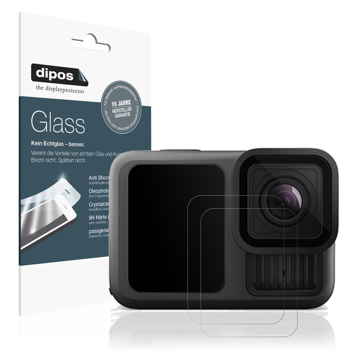 Matte Displayschutzfolie von dipos passend für GoPro Hero 13, 9H kratzfest und blasenfrei montiert