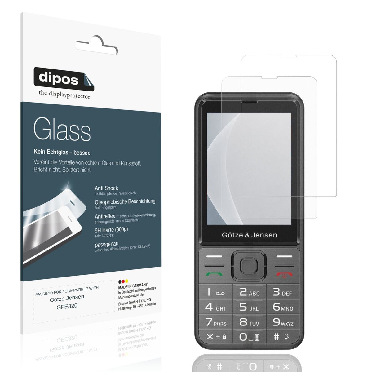 Matte Displayschutzfolie von dipos passend f�r Gotze Jensen GFE320, 9H kratzfest und blasenfrei montiert