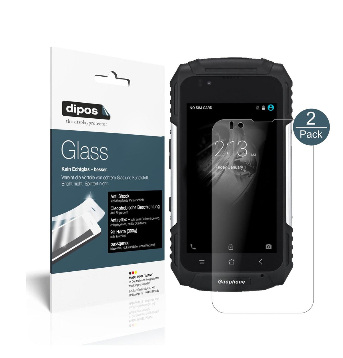 Matte Displayschutzfolie von dipos passend für Guophone V88, 9H kratzfest und blasenfrei montiert