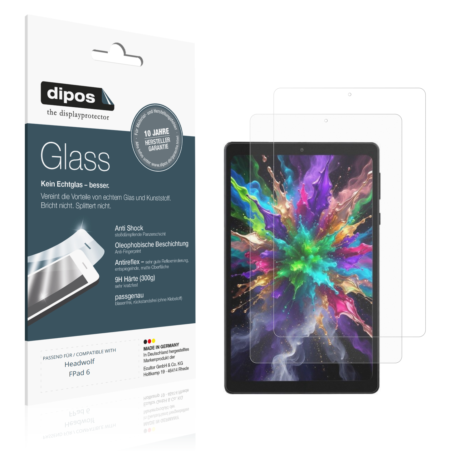 Matte Displayschutzfolie von dipos passend für Headwolf FPad 6, 9H kratzfest und blasenfrei montiert