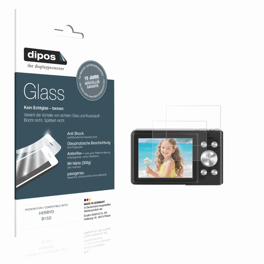 Matte Displayschutzfolie von dipos passend für HERBYD B15D, 9H kratzfest und blasenfrei montiert