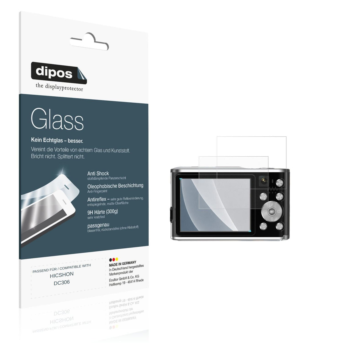 Matte Displayschutzfolie von dipos passend für HICSHON DC306, 9H kratzfest und blasenfrei montiert