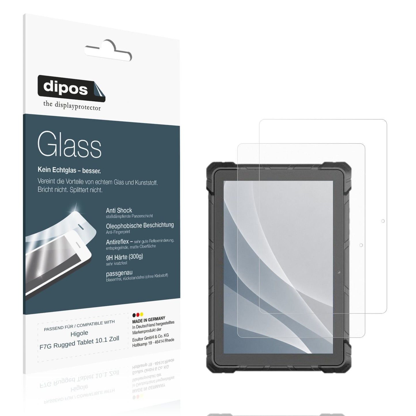Matte Displayschutzfolie von dipos passend für Higole F7G Rugged Tablet 10.1 Zoll, 9H kratzfest und blasenfrei montiert