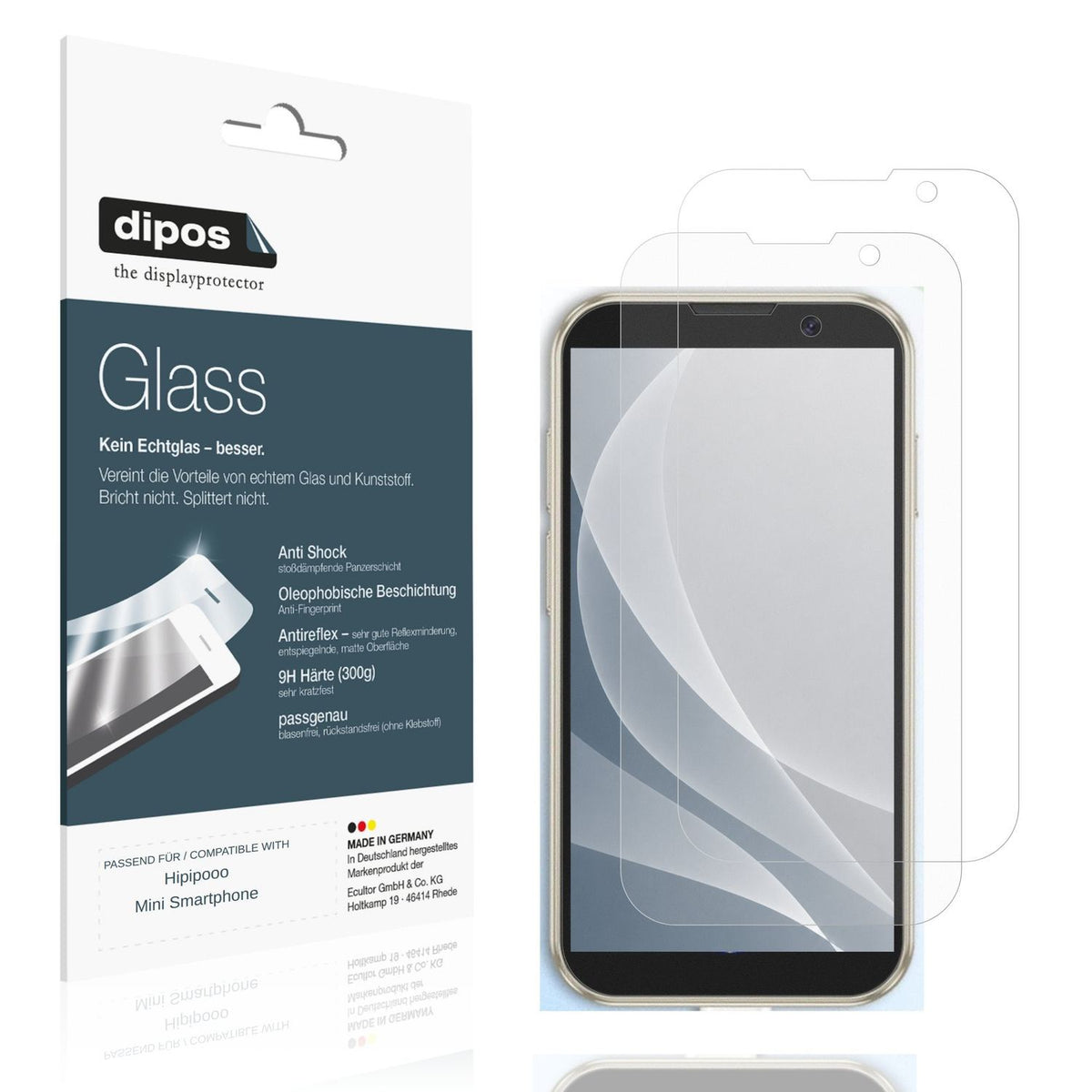 Matte Displayschutzfolie von dipos passend für Hipipooo Mini Smartphone, 9H kratzfest und blasenfrei montiert