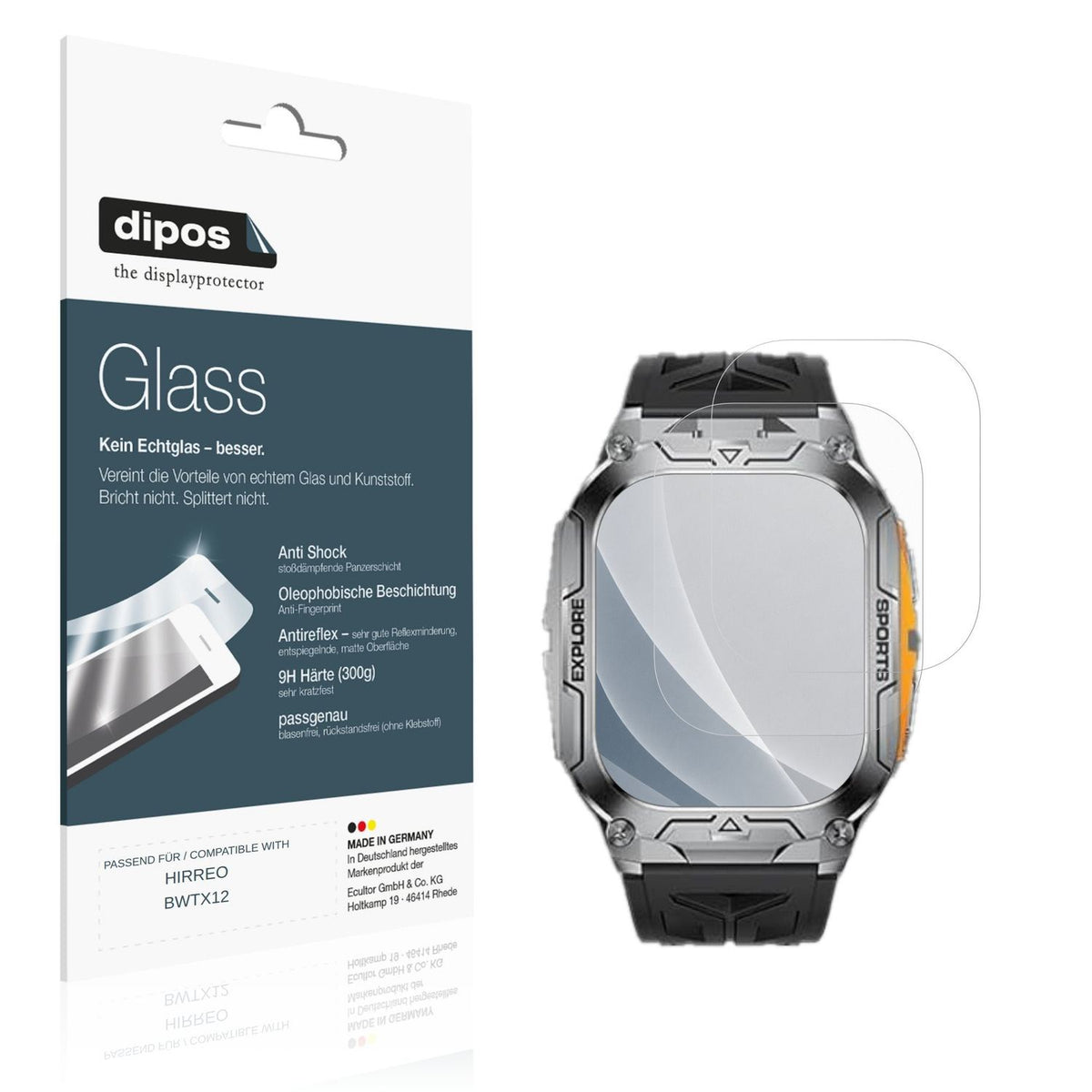 Matte Displayschutzfolie von dipos passend für HIRREO BWTX12, 9H kratzfest und blasenfrei montiert