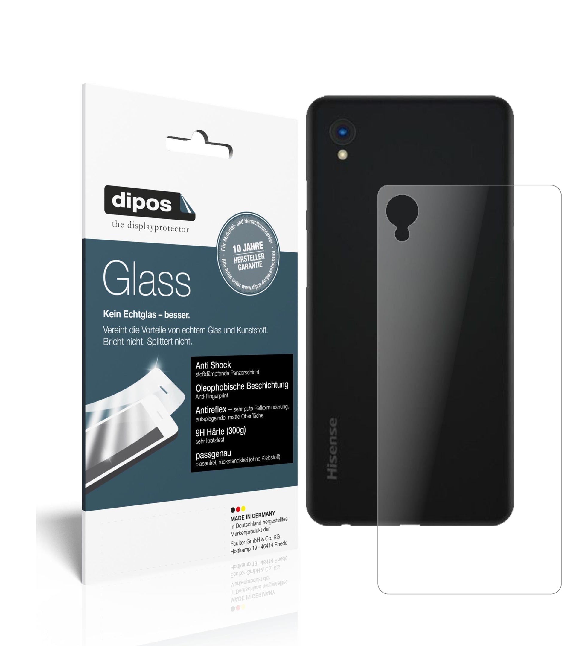 Matte Displayschutzfolie von dipos passend für HiSense A5 Rückseite, 9H kratzfest und blasenfrei montiert
