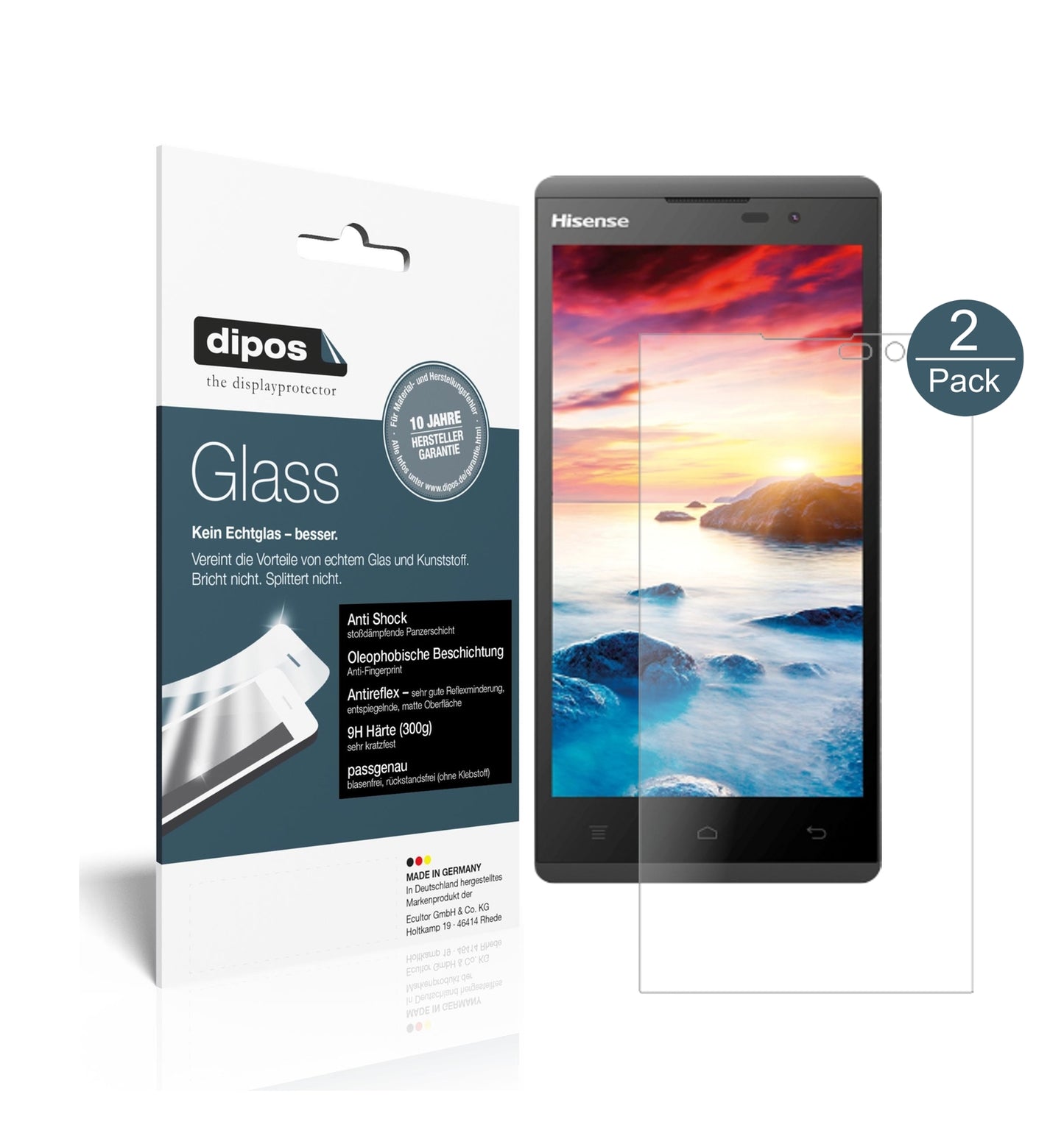 Matte Displayschutzfolie von dipos passend für Hisense Sero 5 L691, 9H kratzfest und blasenfrei montiert