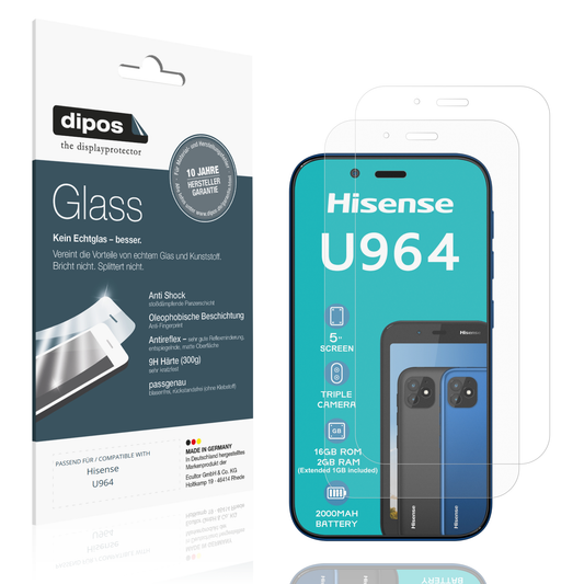 Matte Displayschutzfolie von dipos passend für Hisense U964, 9H kratzfest und blasenfrei montiert