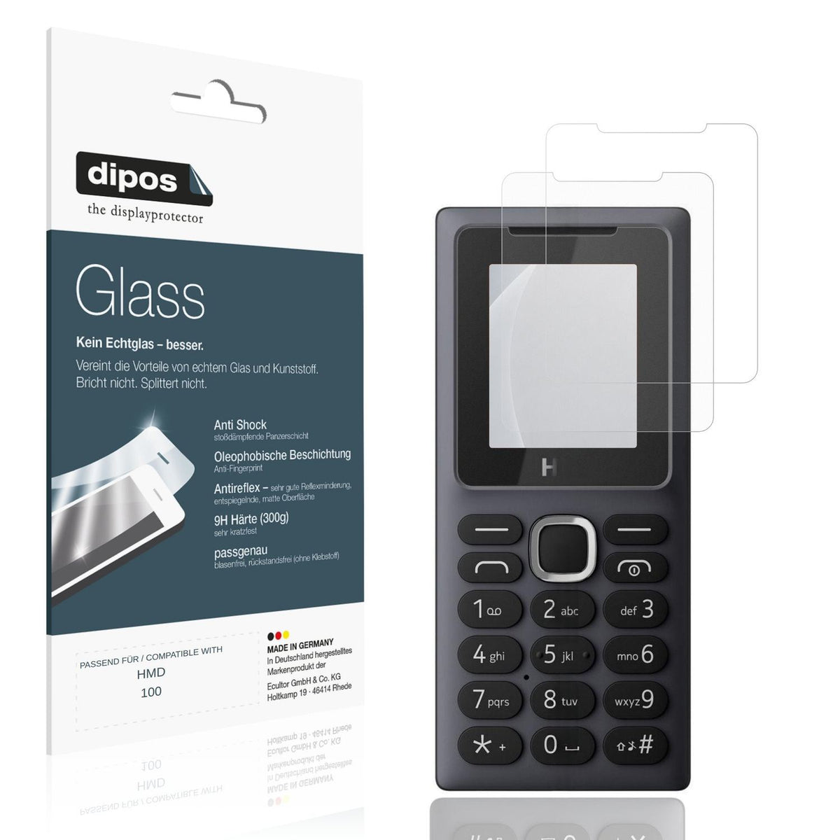 Matte Displayschutzfolie von dipos passend für HMD 100, 9H kratzfest und blasenfrei montiert