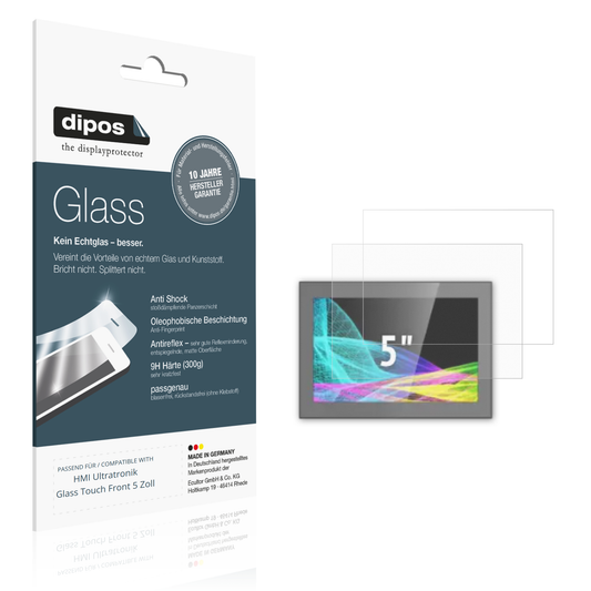 Matte Displayschutzfolie von dipos passend für HMI Ultratronik Glass Touch Front 5 Zoll, 9H kratzfest und blasenfrei montiert