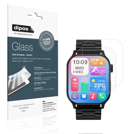 Matte Displayschutzfolie von dipos passend für Homailida G93, 9H kratzfest und blasenfrei montiert