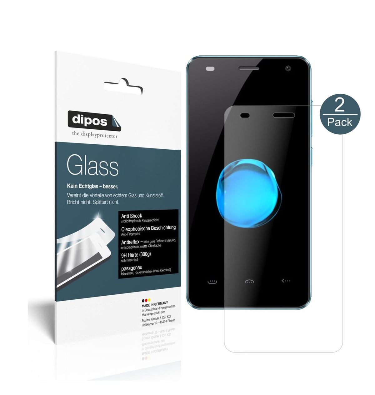 Matte Displayschutzfolie von dipos passend für HOMTOM HT26, 9H kratzfest und blasenfrei montiert