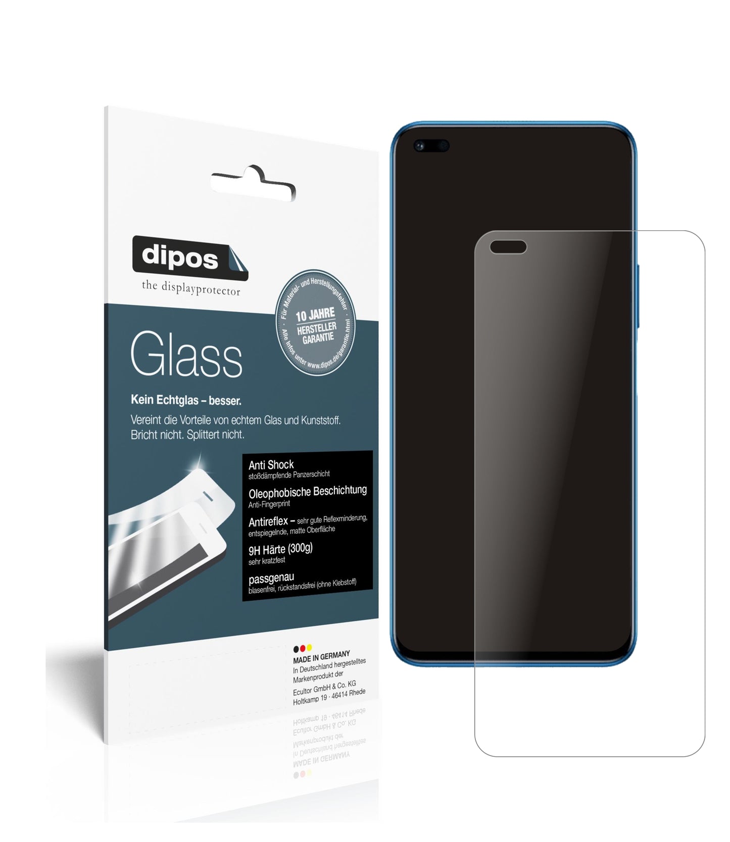 Matte Displayschutzfolie von dipos passend für Honor 50 Lite, 9H kratzfest und blasenfrei montiert