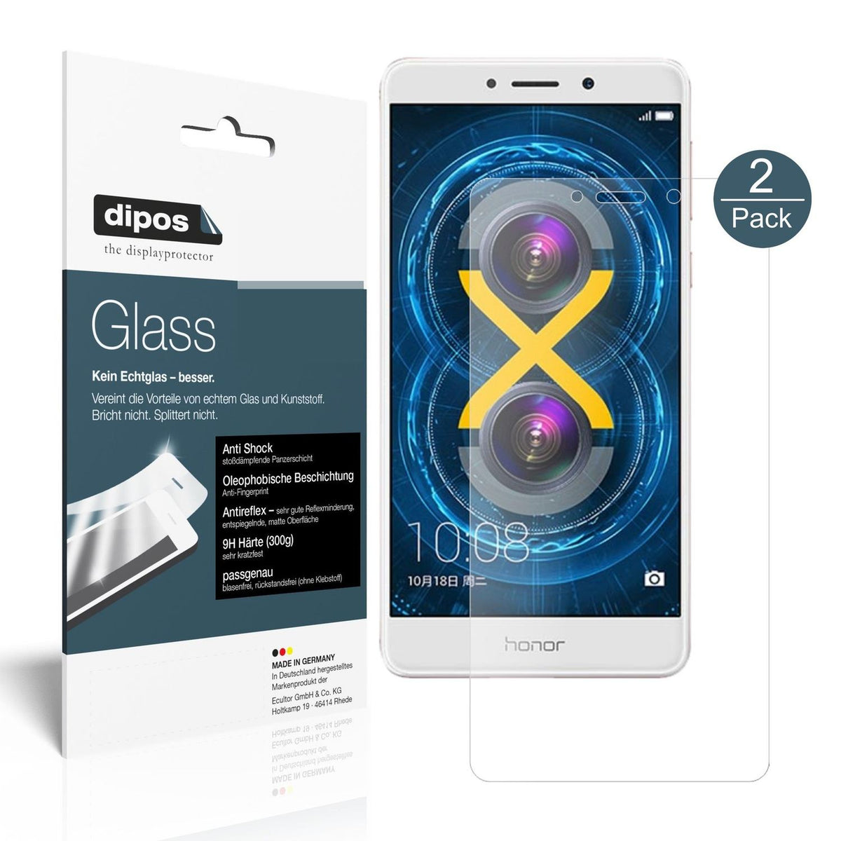 Matte Displayschutzfolie von dipos passend für Honor 6X, 9H kratzfest und blasenfrei montiert