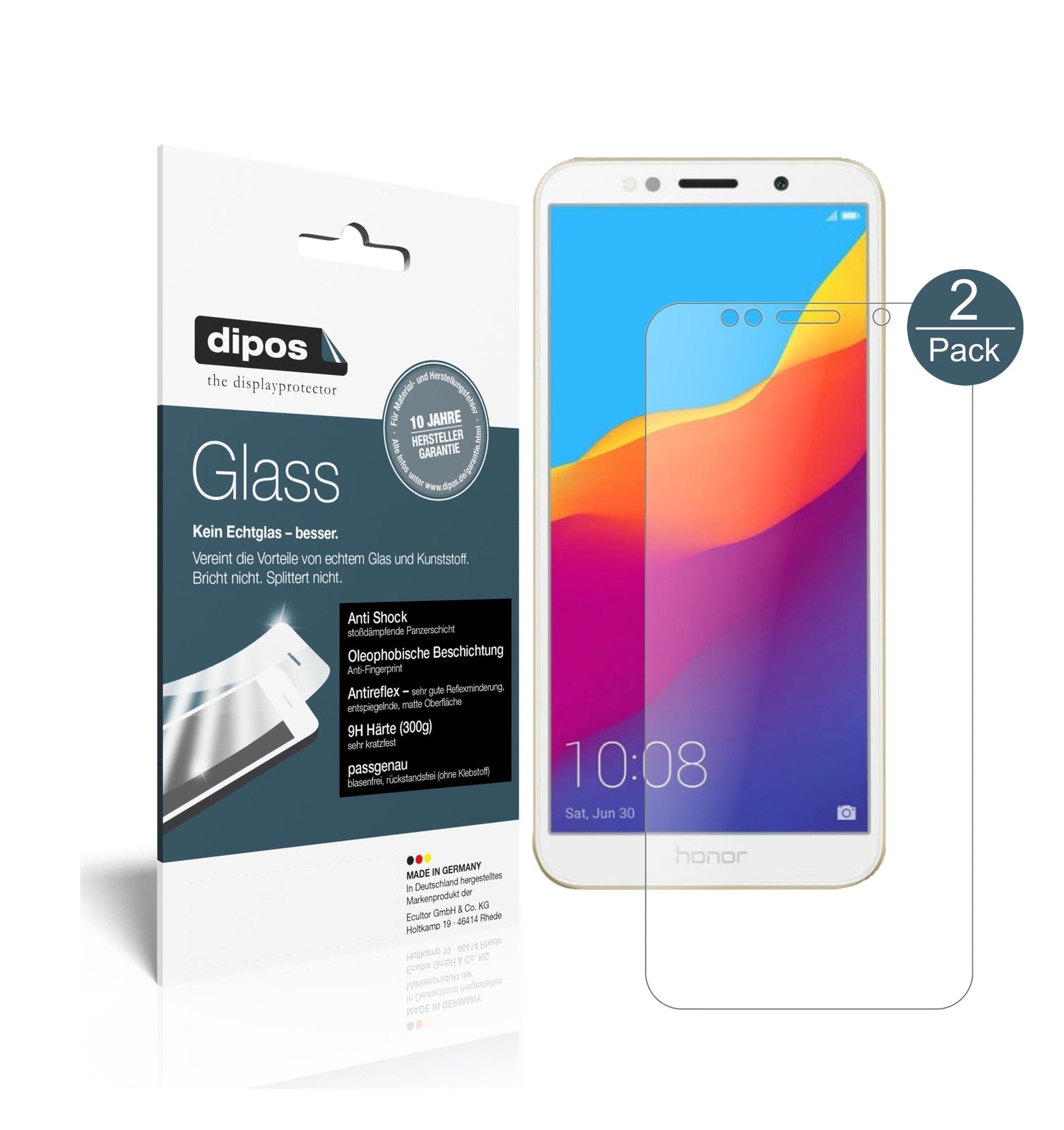 Matte Displayschutzfolie von dipos passend für Honor 7A, 9H kratzfest und blasenfrei montiert