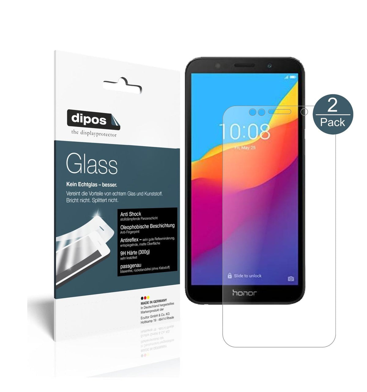 Matte Displayschutzfolie von dipos passend für Honor 7S 51092MPY, 9H kratzfest und blasenfrei montiert