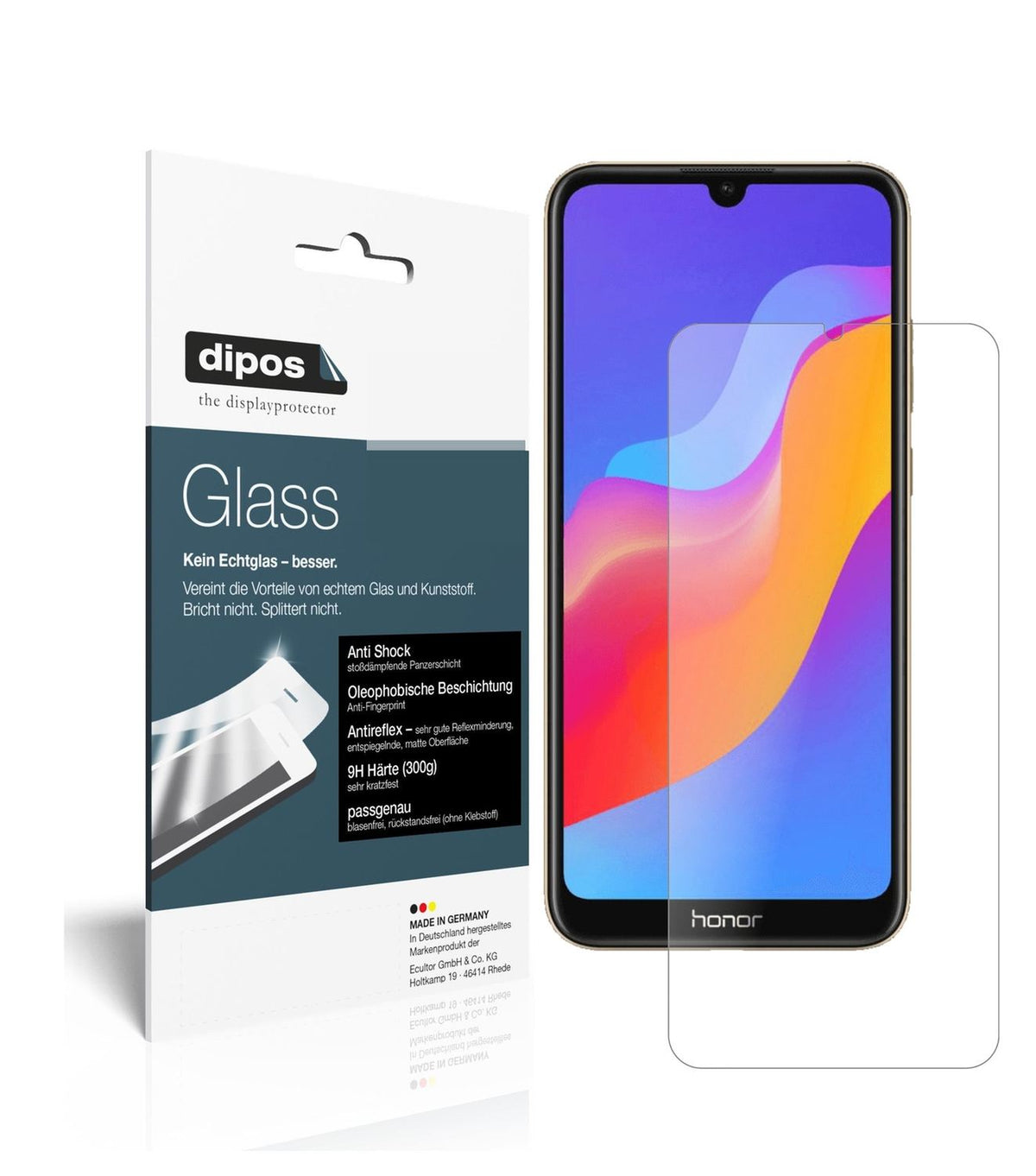 Matte Displayschutzfolie von dipos passend für Honor 8A, 9H kratzfest und blasenfrei montiert