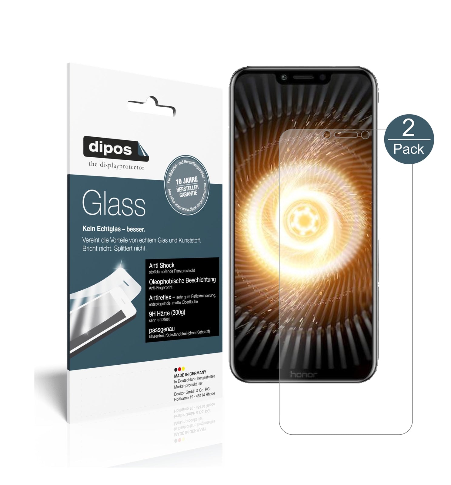 Matte Displayschutzfolie von dipos passend für Honor Play, 9H kratzfest und blasenfrei montiert