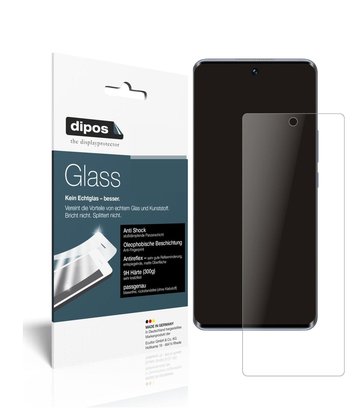 Matte Displayschutzfolie von dipos passend für Honor V40 Lite, 9H kratzfest und blasenfrei montiert
