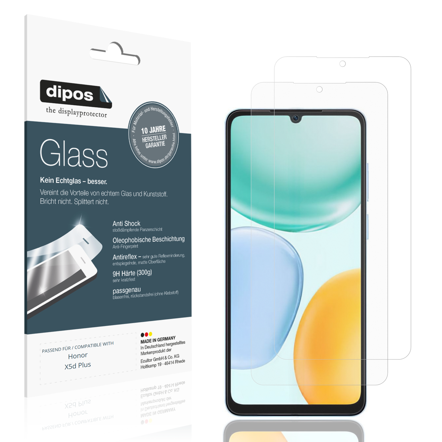 Matte Displayschutzfolie von dipos passend für Honor X5d Plus, 9H kratzfest und blasenfrei montiert