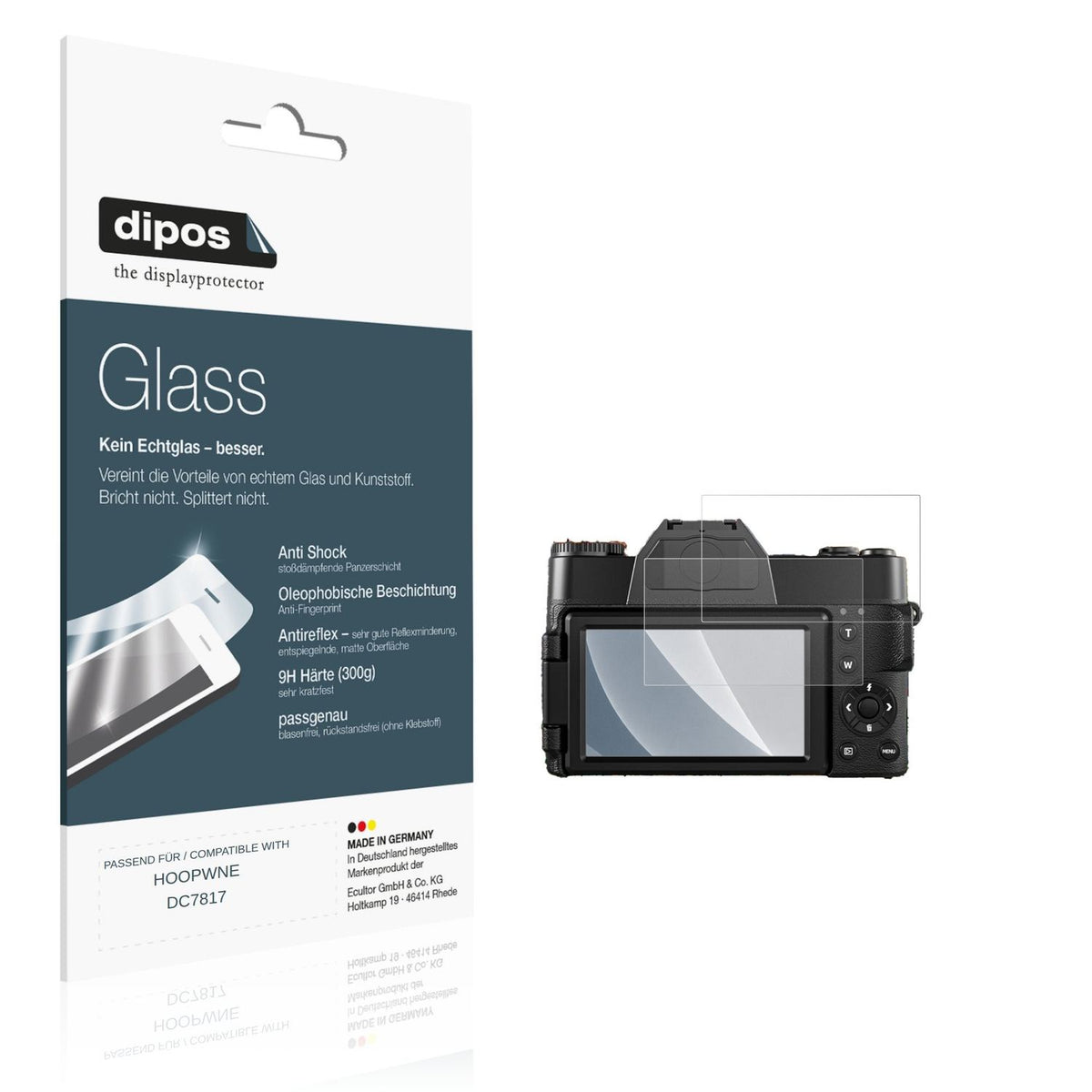 Matte Displayschutzfolie von dipos passend für HOOPWNE DC7817, 9H kratzfest und blasenfrei montiert