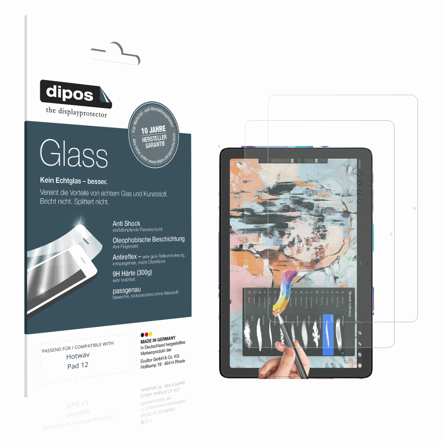 Matte Displayschutzfolie von dipos passend für Hotwav Pad 12, 9H kratzfest und blasenfrei montiert