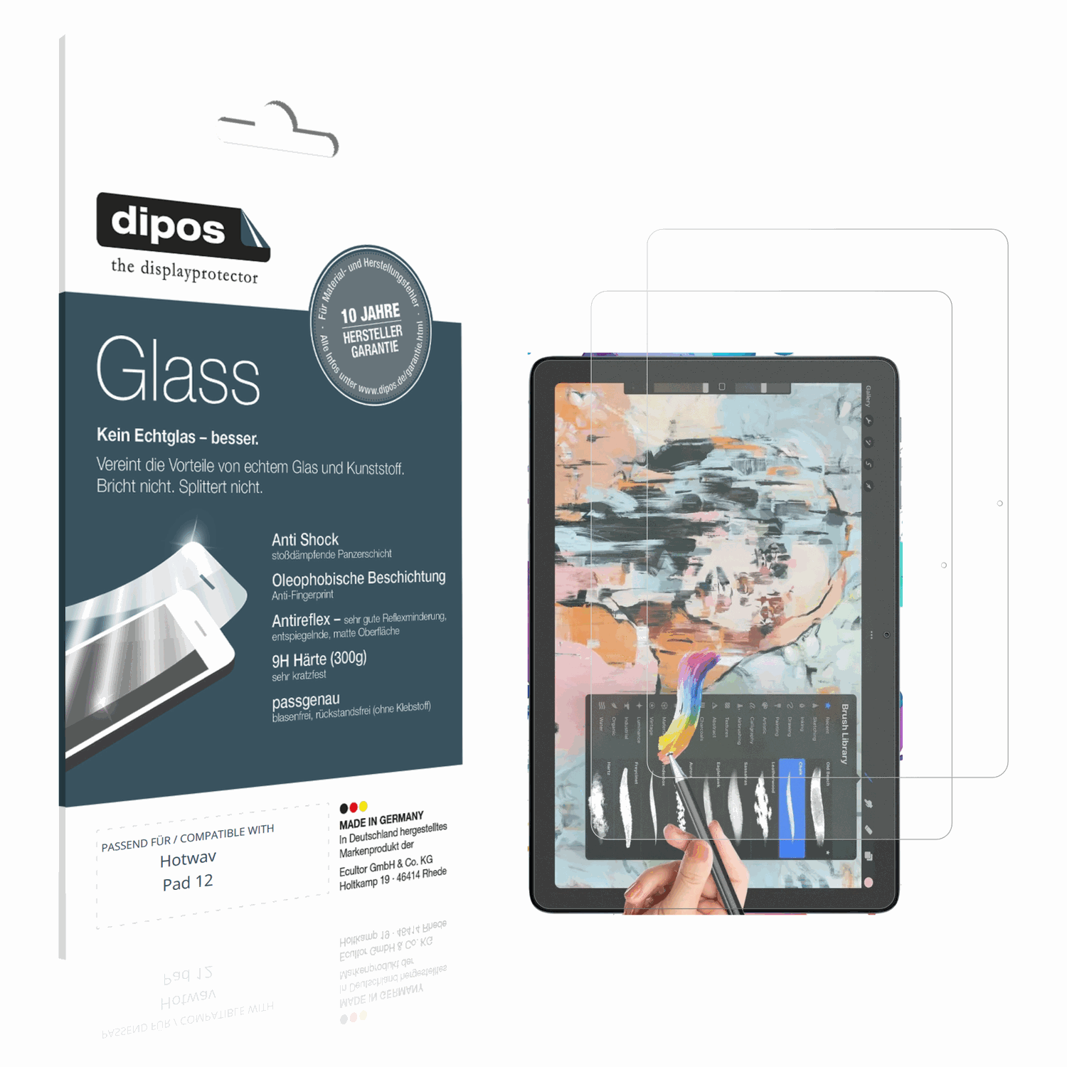 Matte Displayschutzfolie von dipos passend für Hotwav Pad 12, 9H kratzfest und blasenfrei montiert