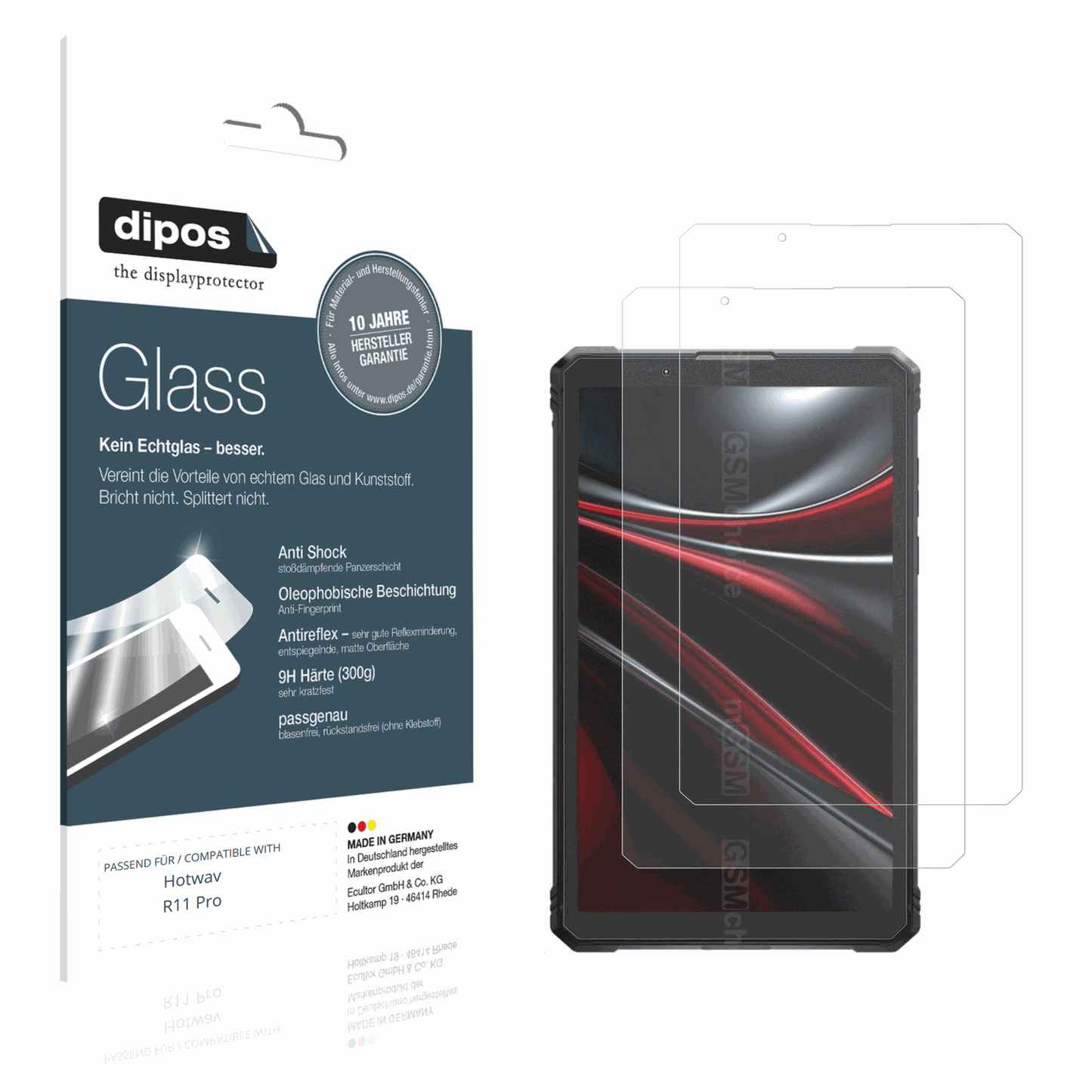 Matte Displayschutzfolie von dipos passend für Hotwav R11 Pro, 9H kratzfest und blasenfrei montiert