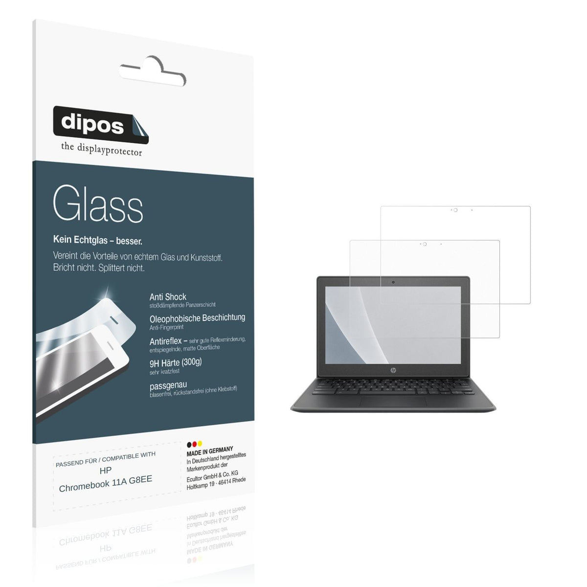 Matte Displayschutzfolie von dipos passend für HP Chromebook 11A G8EE, 9H kratzfest und blasenfrei montiert