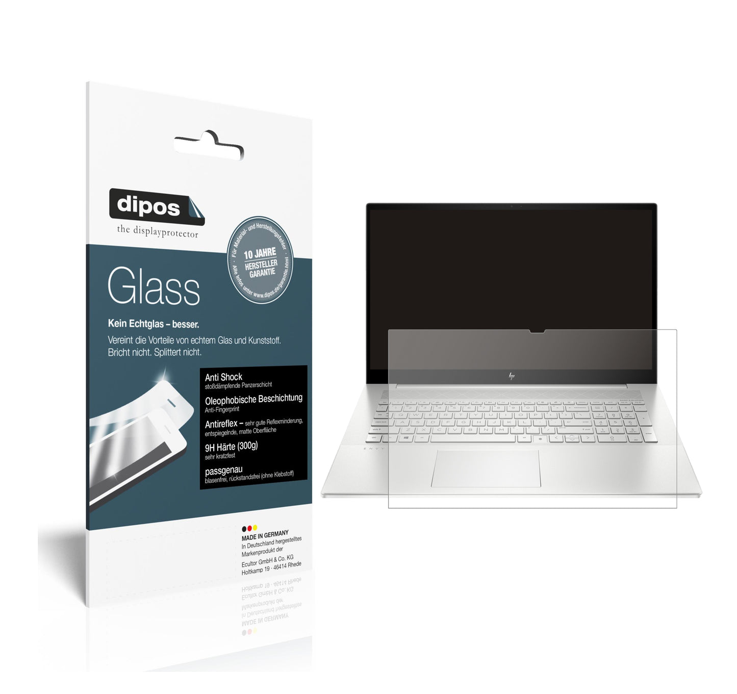 Matte Displayschutzfolie von dipos passend für HP Envy 17-CG1567NG, 9H kratzfest und blasenfrei montiert