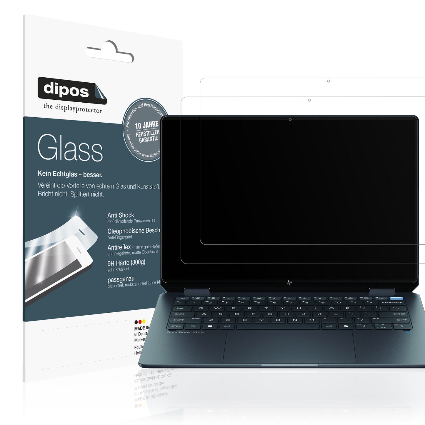 Matte Displayschutzfolie von dipos passend für HP OmniBook Ultra Flip 14, 9H kratzfest und blasenfrei montiert