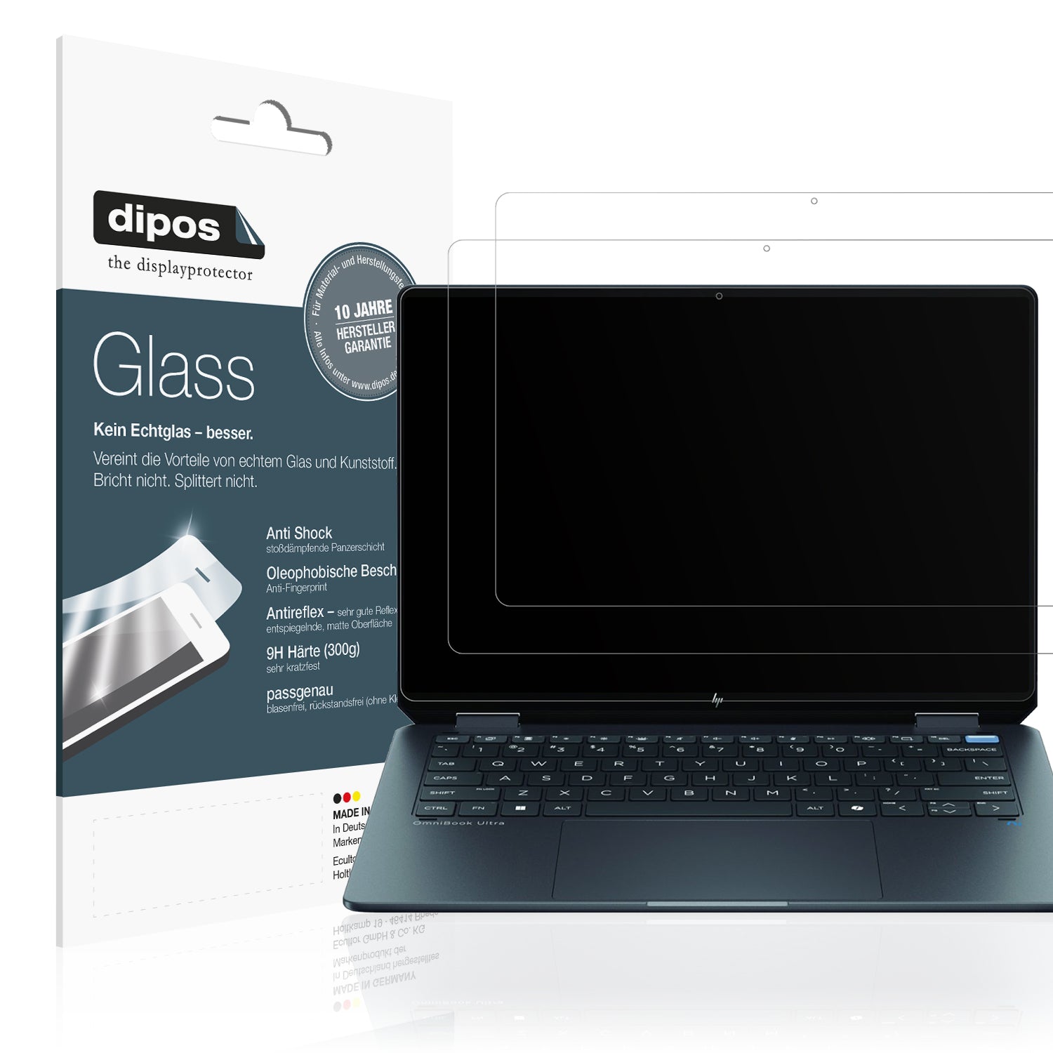 Matte Displayschutzfolie von dipos passend für HP OmniBook Ultra Flip 14, 9H kratzfest und blasenfrei montiert