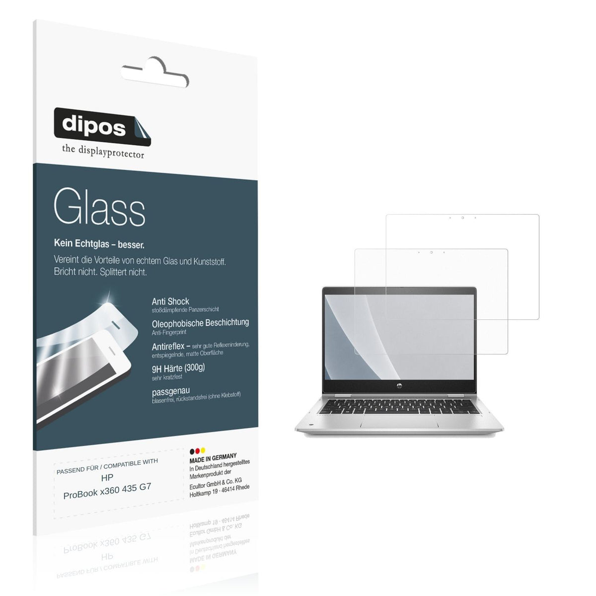 Matte Displayschutzfolie von dipos passend für HP ProBook x360 435 G7, 9H kratzfest und blasenfrei montiert