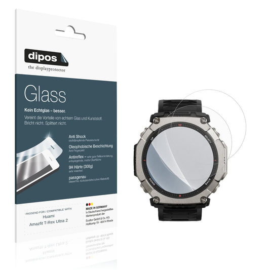 Matte Displayschutzfolie von dipos passend für Huami Amazfit T-Rex Ultra 2, 9H kratzfest und blasenfrei montiert
