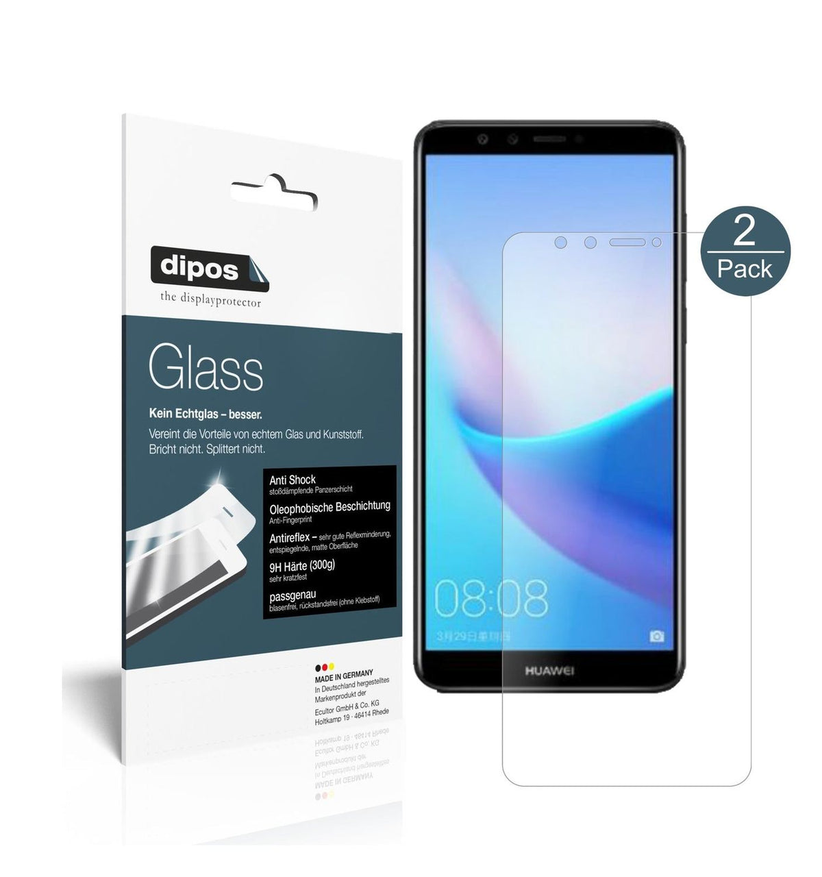 Matte Displayschutzfolie von dipos passend für Huawei Enjoy 8 Plus, 9H kratzfest und blasenfrei montiert
